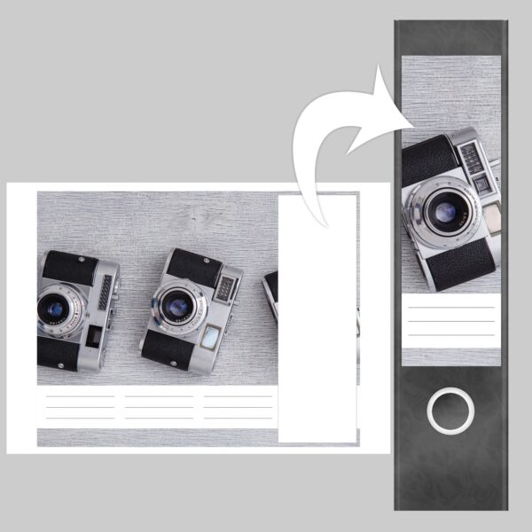 Etiketten für Ordner | Kameras Fotoapparate | 4 breite Aufkleber für Ordnerrücken | Selbstklebende Design Ordneretiketten Rückenschilder