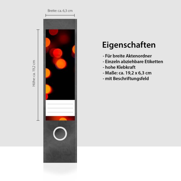 Etiketten für Ordner | Nachtlichter Licht | 4 breite Aufkleber für Ordnerrücken | Selbstklebende Design Ordneretiketten Rückenschilder