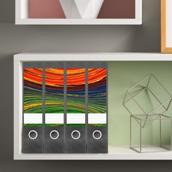 Etiketten für Ordner | Moderne Kunst | 4 breite Aufkleber für Ordnerrücken | Selbstklebende Design Ordneretiketten Rückenschilder