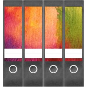 Etiketten für Ordner | Farbverläufe Kunst | 4 breite Aufkleber für Ordnerrücken | Selbstklebende Design Ordneretiketten Rückenschilder