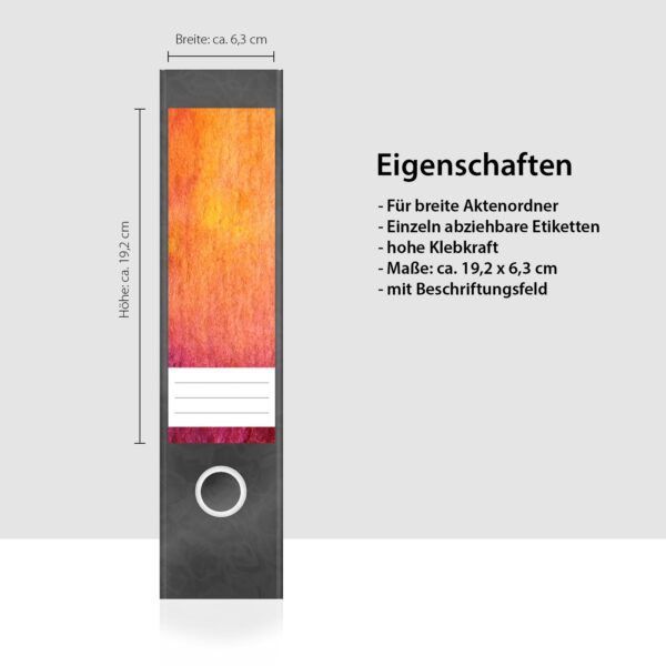 Etiketten für Ordner | Farbverläufe Kunst | 4 breite Aufkleber für Ordnerrücken | Selbstklebende Design Ordneretiketten Rückenschilder