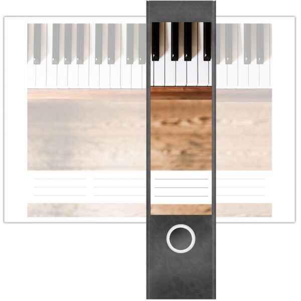 Etiketten für Ordner | Klavier Tasten Musik | 4 breite Aufkleber für Ordnerrücken | Selbstklebende Design Ordneretiketten Rückenschilder