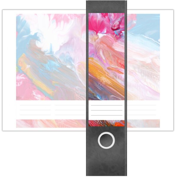 Etiketten für Ordner | Kunst Farben Modern | 4 breite Aufkleber für Ordnerrücken | Selbstklebende Design Ordneretiketten Rückenschilder