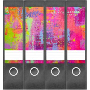Etiketten für Ordner | Moderne Malerei | 4 breite Aufkleber für Ordnerrücken | Selbstklebende Design Ordneretiketten Rückenschilder