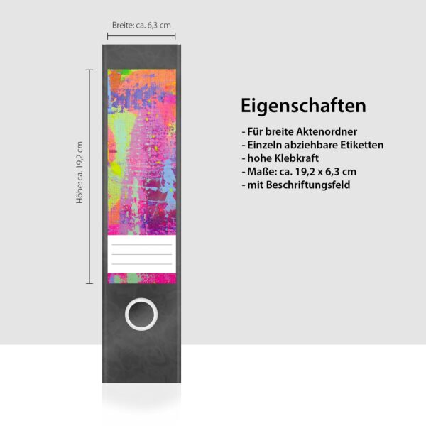 Etiketten für Ordner | Moderne Malerei | 4 breite Aufkleber für Ordnerrücken | Selbstklebende Design Ordneretiketten Rückenschilder