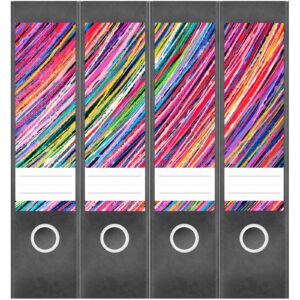 Etiketten für Ordner | Kunst Streifen | 4 breite Aufkleber für Ordnerrücken | Selbstklebende Design Ordneretiketten Rückenschilder