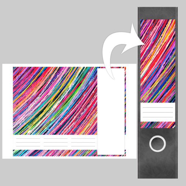 Etiketten für Ordner | Kunst Streifen | 4 breite Aufkleber für Ordnerrücken | Selbstklebende Design Ordneretiketten Rückenschilder