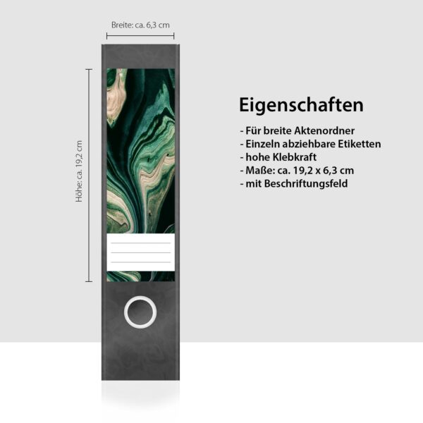Etiketten für Ordner | Kunst Verläufe | 4 breite Aufkleber für Ordnerrücken | Selbstklebende Design Ordneretiketten Rückenschilder