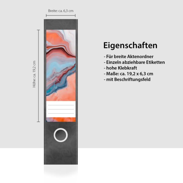 Etiketten für Ordner | Kunst Malerei Verlauf | 4 breite Aufkleber für Ordnerrücken | Selbstklebende Design Ordneretiketten Rückenschilder