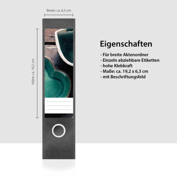 Etiketten für Ordner | Herztassen Tassen | 4 breite Aufkleber für Ordnerrücken | Selbstklebende Design Ordneretiketten Rückenschilder