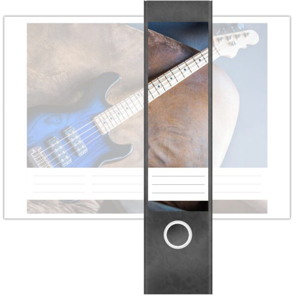 Etiketten für Ordner | Musik Gitarre Sound | 4 breite Aufkleber für Ordnerrücken | Selbstklebende Design Ordneretiketten Rückenschilder
