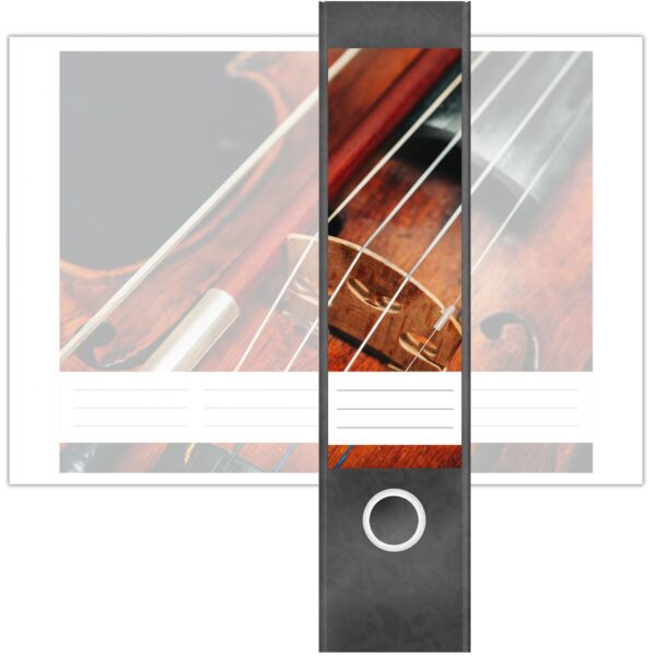 Etiketten für Ordner | Musik Geige Kunst | 4 breite Aufkleber für Ordnerrücken | Selbstklebende Design Ordneretiketten Rückenschilder