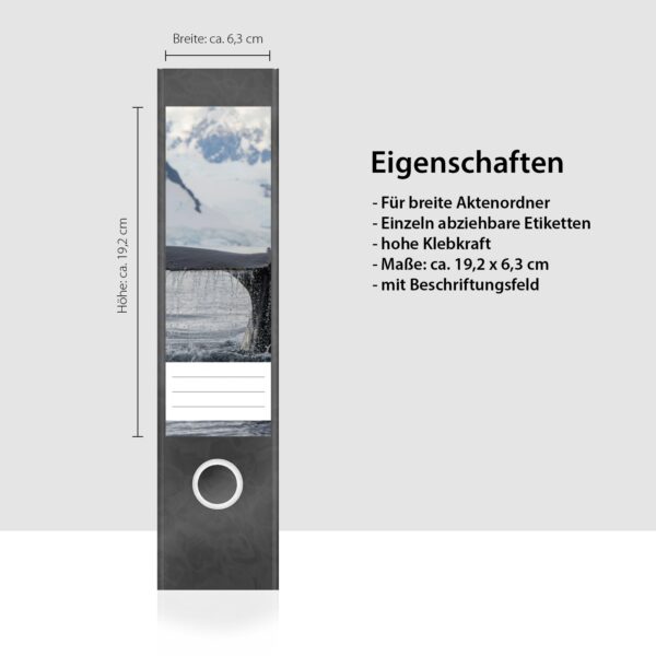 Etiketten für Ordner | Waal Meer Flosse | 4 breite Aufkleber für Ordnerrücken | Selbstklebende Design Ordneretiketten Rückenschilder