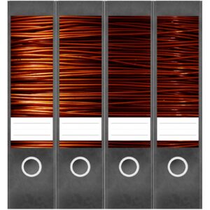 Etiketten für Ordner | Metall Kupferdraht | 4 breite Aufkleber für Ordnerrücken | Selbstklebende Design Ordneretiketten Rückenschilder