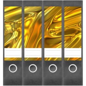 Etiketten für Ordner | Flüssiges Gold Optik | 4 breite Aufkleber für Ordnerrücken | Selbstklebende Design Ordneretiketten Rückenschilder