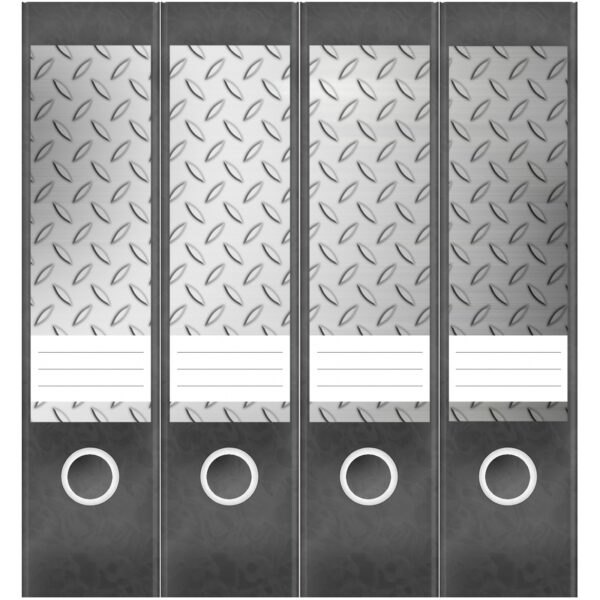 Etiketten für Ordner | Metallplatte Eisen | 4 breite Aufkleber für Ordnerrücken | Selbstklebende Design Ordneretiketten Rückenschilder