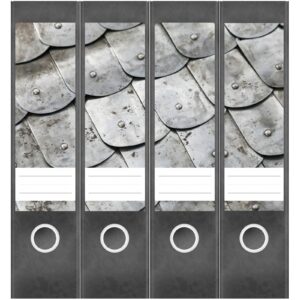 Etiketten für Ordner | Metallschindeln Metall | 4 breite Aufkleber für Ordnerrücken | Selbstklebende Design Ordneretiketten Rückenschilder