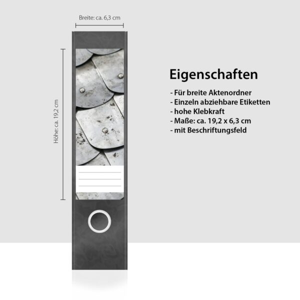 Etiketten für Ordner | Metallschindeln Metall | 4 breite Aufkleber für Ordnerrücken | Selbstklebende Design Ordneretiketten Rückenschilder
