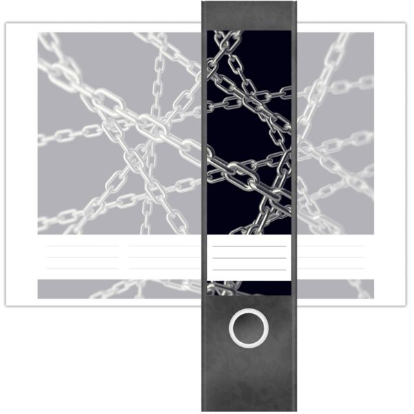 Etiketten für Ordner | Eisenketten Metall | 4 breite Aufkleber für Ordnerrücken | Selbstklebende Design Ordneretiketten Rückenschilder