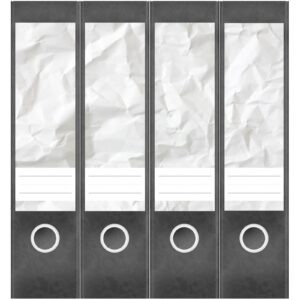 Etiketten für Ordner | Knitter Papier Weiß | 4 breite Aufkleber für Ordnerrücken | Selbstklebende Design Ordneretiketten Rückenschilder