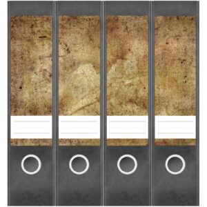 Etiketten für Ordner | Altes Papier optik | 4 breite Aufkleber für Ordnerrücken | Selbstklebende Design Ordneretiketten Rückenschilder
