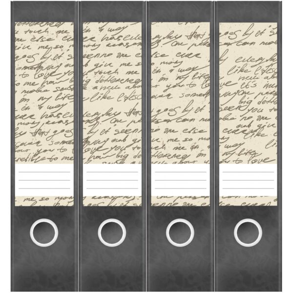 Etiketten für Ordner | Papier mit Handschrift | 4 breite Aufkleber für Ordnerrücken | Selbstklebende Design Ordneretiketten Rückenschilder