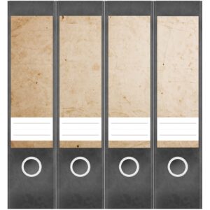 Etiketten für Ordner | Retro Papier | 4 breite Aufkleber für Ordnerrücken | Selbstklebende Design Ordneretiketten Rückenschilder