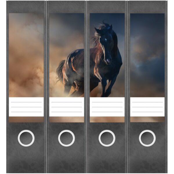 Etiketten für Ordner | Wildpferd | 4 breite Aufkleber für Ordnerrücken | Selbstklebende Design Ordneretiketten Rückenschilder