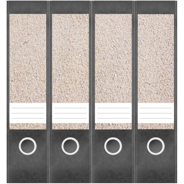 Etiketten für Ordner | Sandkörner Sand | 4 breite Aufkleber für Ordnerrücken | Selbstklebende Design Ordneretiketten Rückenschilder