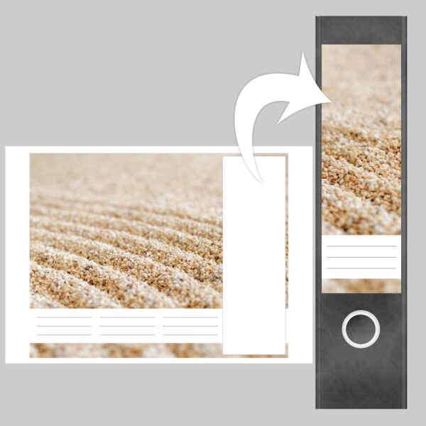 Etiketten für Ordner | Sand Kiesel | 4 breite Aufkleber für Ordnerrücken | Selbstklebende Design Ordneretiketten Rückenschilder
