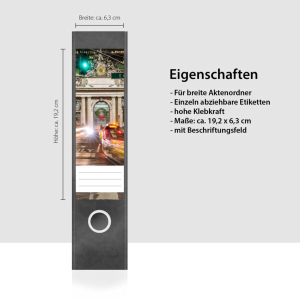 Etiketten für Ordner | Stadt bei Nacht | 4 breite Aufkleber für Ordnerrücken | Selbstklebende Design Ordneretiketten Rückenschilder