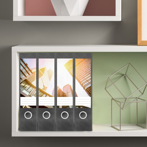 Etiketten für Ordner | Moderne Architektur | 4 breite Aufkleber für Ordnerrücken | Selbstklebende Design Ordneretiketten Rückenschilder