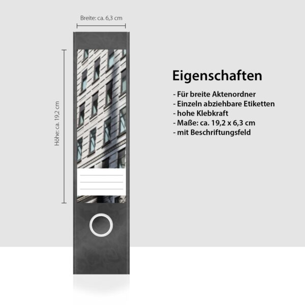 Etiketten für Ordner | Wallstreet Straßenschild | 4 breite Aufkleber für Ordnerrücken | Selbstklebende Design Ordneretiketten Rückenschilder