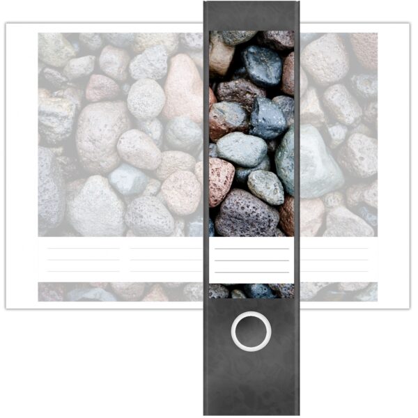 Etiketten für Ordner | Steine am Meer | 4 breite Aufkleber für Ordnerrücken | Selbstklebende Design Ordneretiketten Rückenschilder