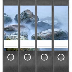 Etiketten für Ordner | Mystische Steine | 4 breite Aufkleber für Ordnerrücken | Selbstklebende Design Ordneretiketten Rückenschilder