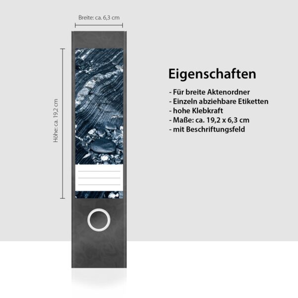 Etiketten für Ordner | Steine 1 | 4 breite Aufkleber für Ordnerrücken | Selbstklebende Design Ordneretiketten Rückenschilder