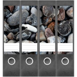 Etiketten für Ordner | Viele Steine Grau | 4 breite Aufkleber für Ordnerrücken | Selbstklebende Design Ordneretiketten Rückenschilder