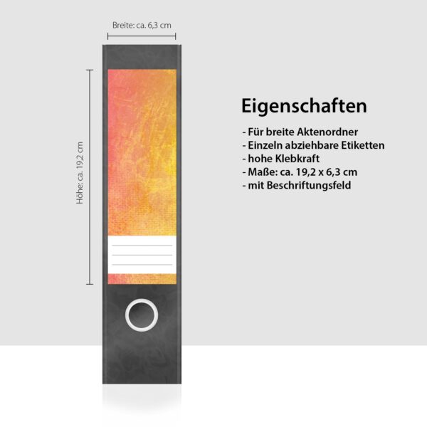 Etiketten für Ordner | Bunte Steinwand | 4 breite Aufkleber für Ordnerrücken | Selbstklebende Design Ordneretiketten Rückenschilder