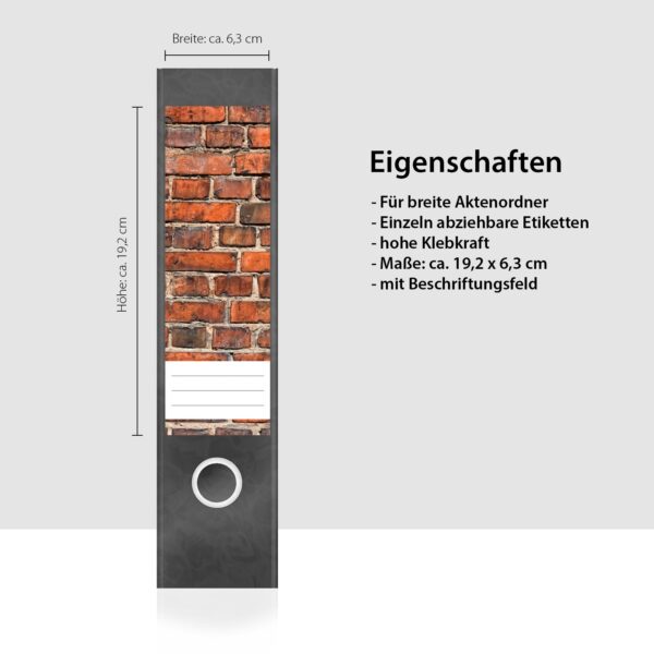 Etiketten für Ordner | Hauswand | 4 breite Aufkleber für Ordnerrücken | Selbstklebende Design Ordneretiketten Rückenschilder