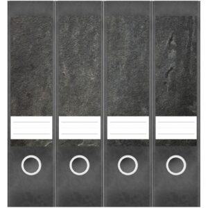 Etiketten für Ordner | Schiefer Stein | 4 breite Aufkleber für Ordnerrücken | Selbstklebende Design Ordneretiketten Rückenschilder