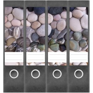 Etiketten für Ordner | Viele Steine 2 | 4 breite Aufkleber für Ordnerrücken | Selbstklebende Design Ordneretiketten Rückenschilder