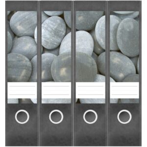 Etiketten für Ordner | Graue Steine | 4 breite Aufkleber für Ordnerrücken | Selbstklebende Design Ordneretiketten Rückenschilder