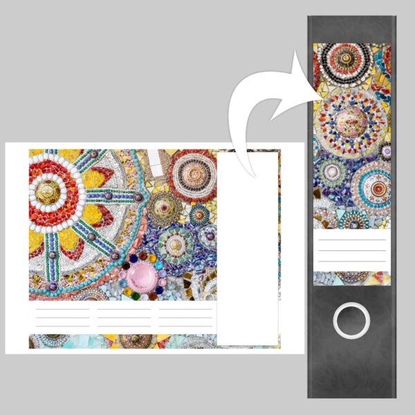 Etiketten für Ordner | Stein Mosaik | 4 breite Aufkleber für Ordnerrücken | Selbstklebende Design Ordneretiketten Rückenschilder