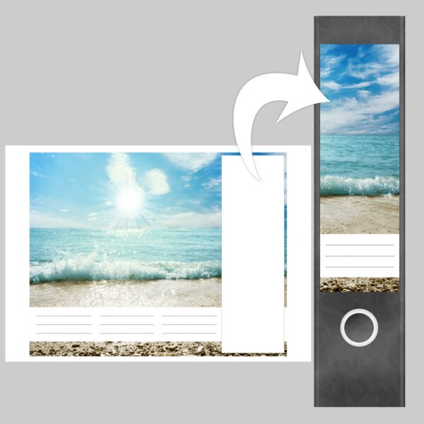Etiketten für Ordner | Urlaub am Strand | 4 breite Aufkleber für Ordnerrücken | Selbstklebende Design Ordneretiketten Rückenschilder