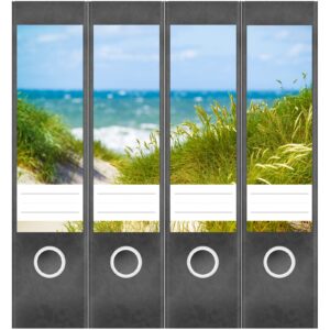 Etiketten für Ordner | Südfrankreich Meer | 4 breite Aufkleber für Ordnerrücken | Selbstklebende Design Ordneretiketten Rückenschilder