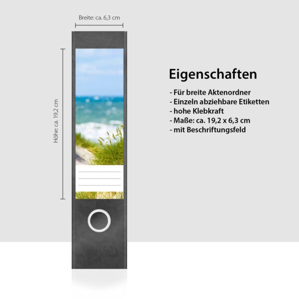 Etiketten für Ordner | Südfrankreich Meer | 4 breite Aufkleber für Ordnerrücken | Selbstklebende Design Ordneretiketten Rückenschilder