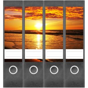 Etiketten für Ordner | Sonnenuntergang | 4 breite Aufkleber für Ordnerrücken | Selbstklebende Design Ordneretiketten Rückenschilder