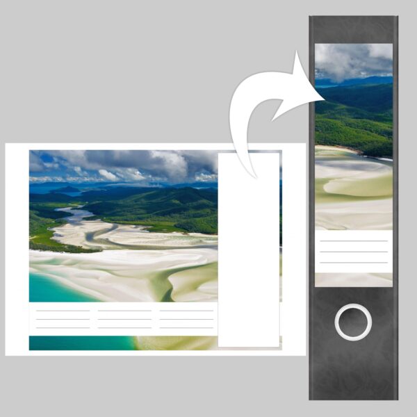 Etiketten für Ordner | Insel im Meer | 4 breite Aufkleber für Ordnerrücken | Selbstklebende Design Ordneretiketten Rückenschilder