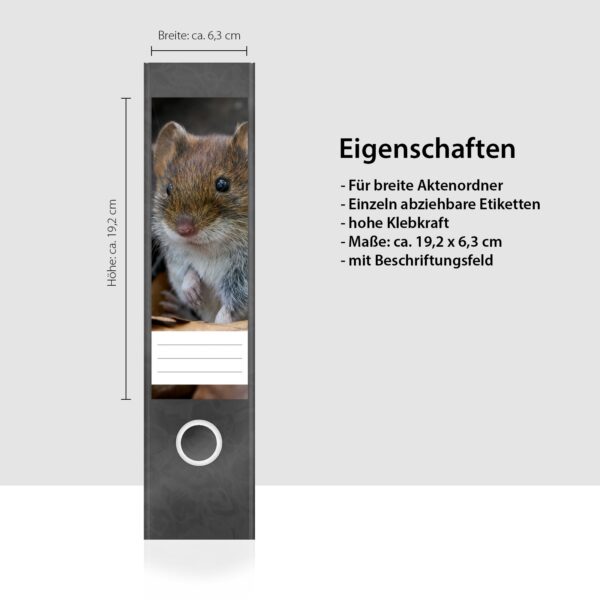 Etiketten für Ordner | Maus | 4 breite Aufkleber für Ordnerrücken | Selbstklebende Design Ordneretiketten Rückenschilder