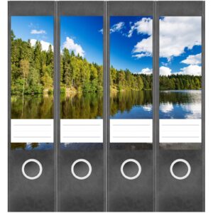 Etiketten für Ordner | See am Wald | 4 breite Aufkleber für Ordnerrücken | Selbstklebende Design Ordneretiketten Rückenschilder